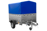 Einachsanhänger 200×125 UNITRAILER GARDEN 201 KIPP mit BIS-Seitenwänden, H-800-Rahmen und blauer Plane-Neu