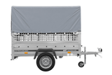 Einachsanhänger 200×125 UNITRAILER GARDEN 201 KIPP mit Gitterseitenwänden, H-800 Rahmen und grauer Plane-Neu