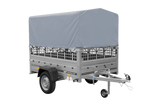 Einachsanhänger 200×125 UNITRAILER GARDEN 201 KIPP mit Gitterseitenwänden, H-800 Rahmen und grauer Plane-Neu