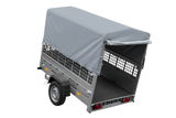Einachsanhänger 200×125 UNITRAILER GARDEN 201 KIPP mit Gitterseitenwänden, H-800 Rahmen und grauer Plane-Neu
