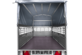 Einachsanhänger 200×125 UNITRAILER GARDEN 201 KIPP mit Gitterseitenwänden, H-800 Rahmen und grauer Plane-Neu