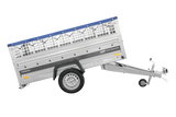 Einachsanhänger 230×125 UNITRAILER FORCE 230 KIPP mit Gitterseitenwänden, H-0-Rahmen und blauer Plane-Neu
