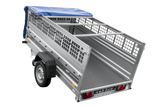 Einachsanhänger 230×125 UNITRAILER FORCE 230 KIPP mit Gitterseitenwänden, H-0-Rahmen und blauer Plane-Neu