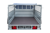 Einachsanhänger 230×125 UNITRAILER FORCE 230 KIPP mit Gitterseitenwänden, H-0-Rahmen und blauer Plane-Neu