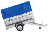 Einachsanhänger 230×125 UNITRAILER FORCE 230 KIPP mit Gitterseitenwänden, H-0-Rahmen und blauer Plane-Neu