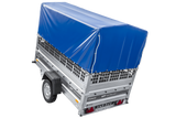 Einachsanhänger 230×125 UNITRAILER FORCE 230 KIPP mit Gitterseitenwänden, H-0-Rahmen und blauer Plane-Neu