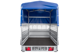 Einachsanhänger 230×125 UNITRAILER FORCE 230 KIPP mit Gitterseitenwänden, H-0-Rahmen und blauer Plane-Neu