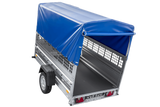 Einachsanhänger 230×125 UNITRAILER FORCE 230 KIPP mit Gitterseitenwänden, H-0-Rahmen und blauer Plane-Neu