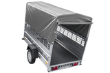 Einachsanhänger 230×125 UNITRAILER FORCE 230 KIPP mit Gitterseitenwänden, H-800 Rahmen und grauer Plane-Neu