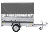 Einachsanhänger 230×125 UNITRAILER FORCE 230 KIPP mit Gitterseitenwänden, H-800 Rahmen und grauer Plane-Neu