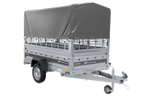Einachsanhänger 230×125 UNITRAILER FORCE 230 KIPP mit Gitterseitenwänden, H-800 Rahmen und grauer Plane-Neu