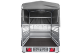 Einachsanhänger 230×125 UNITRAILER FORCE 230 KIPP mit Gitterseitenwänden, H-800 Rahmen und grauer Plane-Neu
