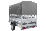 Einachsanhänger 230×125 UNITRAILER FORCE 230 KIPP mit Gitterseitenwänden, H-800 Rahmen und grauer Plane-Neu