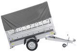 Einachsanhänger 230×125 UNITRAILER FORCE 230 KIPP mit Gitterseitenwänden, H-800 Rahmen und grauer Plane-Neu
