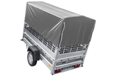 Einachsanhänger 230×125 UNITRAILER FORCE 230 KIPP mit Gitterseitenwänden, H-800 Rahmen und grauer Plane-Neu