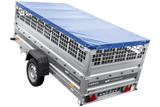 Einachsanhänger 264×125 UNITRAILER FORCE 264 KIPP mit Gitterwänden, H-0-Rahmen und blauer Plane-Neu