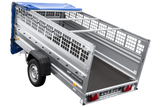 Einachsanhänger 264×125 UNITRAILER FORCE 264 KIPP mit Gitterwänden, H-0-Rahmen und blauer Plane-Neu