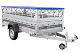 Einachsanhänger 264×125 UNITRAILER FORCE 264 KIPP mit Gitterwänden, H-0-Rahmen und blauer Plane-Neu