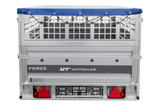 Einachsanhänger 264×125 UNITRAILER FORCE 264 KIPP mit Gitterwänden, H-0-Rahmen und blauer Plane-Neu