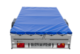 Einachsanhänger 264×150 UNITRAILER GARDEN 265 KIPP mit einem Flachplanenträger und blauer Plane-Neu