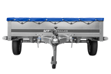 Einachsanhänger 264×150 UNITRAILER GARDEN 265 KIPP mit einem Flachplanenträger und blauer Plane-Neu