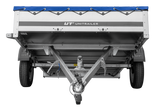 Einachsanhänger 264×150 UNITRAILER GARDEN 265 KIPP mit einem Flachplanenträger und blauer Plane-Neu