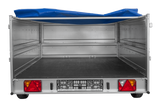 Einachsanhänger 264×150 UNITRAILER GARDEN 265 KIPP mit zusätzlichen Bordwänden, H-0-Rahmen und blauer Plane-Neu