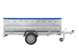 Einachsanhänger 264×150 UNITRAILER GARDEN 265 KIPP mit zusätzlichen Bordwänden, H-0-Rahmen und blauer Plane-Neu