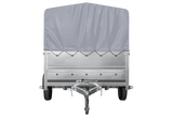 Einachsanhänger 264×150 UNITRAILER GARDEN 265 KIPP mit zusätzlichen Bordwänden, H-800-Rahmen und grauer Plane-Neu