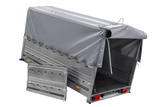 Einachsanhänger 264×150 UNITRAILER GARDEN 265 KIPP mit zusätzlichen Bordwänden, H-800-Rahmen und grauer Plane-Neu
