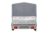 Einachsanhänger 264×150 UNITRAILER GARDEN 265 KIPP mit zusätzlichen Bordwänden, H-800-Rahmen und grauer Plane-Neu