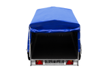 Einachsanhänger auf Blattfedern 200×125 UNITRAILER GARDEN 201/R KIPP mit H-800-Rahmen und blauer Plane-Neu