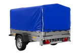 Einachsanhänger auf Blattfedern 200×125 UNITRAILER GARDEN 201/R KIPP mit H-800-Rahmen und blauer Plane-Neu