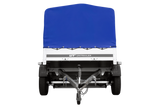 Einachsanhänger auf Blattfedern 200×125 UNITRAILER GARDEN 201/R KIPP mit H-800-Rahmen und blauer Plane-Neu