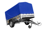 Einachsanhänger auf Blattfedern 200×125 UNITRAILER GARDEN 201/R KIPP mit H-800-Rahmen und blauer Plane-Neu