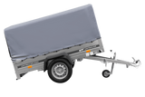 Einachsanhänger auf Blattfedern 200×125 UNITRAILER GARDEN 201/R KIPP mit H-800-Rahmen und grauer Plane-Neu