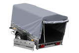 Einachsanhänger auf Blattfedern 200×125 UNITRAILER GARDEN 201/R KIPP mit H-800-Rahmen und grauer Plane-Neu