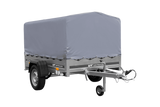 Einachsanhänger auf Blattfedern 200×125 UNITRAILER GARDEN 201/R KIPP mit H-800-Rahmen und grauer Plane-Neu