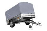 Einachsanhänger auf Blattfedern 200×125 UNITRAILER GARDEN 201/R KIPP mit H-800-Rahmen und grauer Plane-Neu
