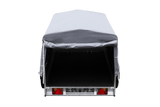 Einachsanhänger auf Blattfedern 200×125 UNITRAILER GARDEN 201/R KIPP mit H-800-Rahmen und grauer Plane-Neu