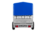 Einachsanhänger auf Federn 200×125 UNITRAILER GARDEN 201/R KIPP mit Gitterwänden, H-800-Rahmen und blauer Plane-Neu