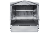 Einachsanhänger mit Blattfedern 264×125 UNITRAILER GARDEN 264/R KIPP mit H-800-Rahmen und grauer Plane-Neu