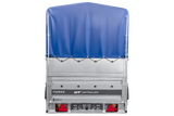 Einachsiger Anhänger auf Blattfedern 230×125 UNITRAILER FORCE 230/R KIPP mit BIS-Seitenwänden, H-800-Rahmen und blauer Plane-Neu