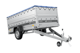 Einachsiger Anhänger auf Blattfedern 264×125 UNITRAILER FORCE 264/R KIPP mit BIS-Seitenwänden, H-0-Rahmen und blauer Plane-Neu