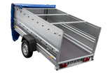 Einachsiger Anhänger auf Blattfedern 264×125 UNITRAILER FORCE 264/R KIPP mit BIS-Seitenwänden, H-0-Rahmen und blauer Plane-Neu