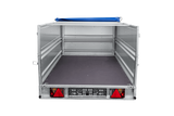 Einachsiger Anhänger auf Blattfedern 264×125 UNITRAILER FORCE 264/R KIPP mit BIS-Seitenwänden, H-0-Rahmen und blauer Plane-Neu