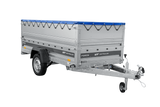 Einachsiger Anhänger auf Blattfedern 264×125 UNITRAILER FORCE 264/R KIPP mit BIS-Seitenwänden, H-0-Rahmen und blauer Plane-Neu