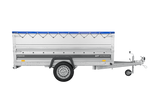 Einachsiger Anhänger auf Blattfedern 264×125 UNITRAILER FORCE 264/R KIPP mit BIS-Seitenwänden, H-0-Rahmen und blauer Plane-Neu
