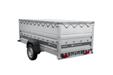 Einachsiger Anhänger auf Blattfedern 264×125 UNITRAILER FORCE 264/R KIPP mit BIS-Seitenwänden, H-0-Rahmen und grauer Plane-Neu