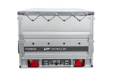 Einachsiger Anhänger auf Blattfedern 264×125 UNITRAILER FORCE 264/R KIPP mit BIS-Seitenwänden, H-0-Rahmen und grauer Plane-Neu